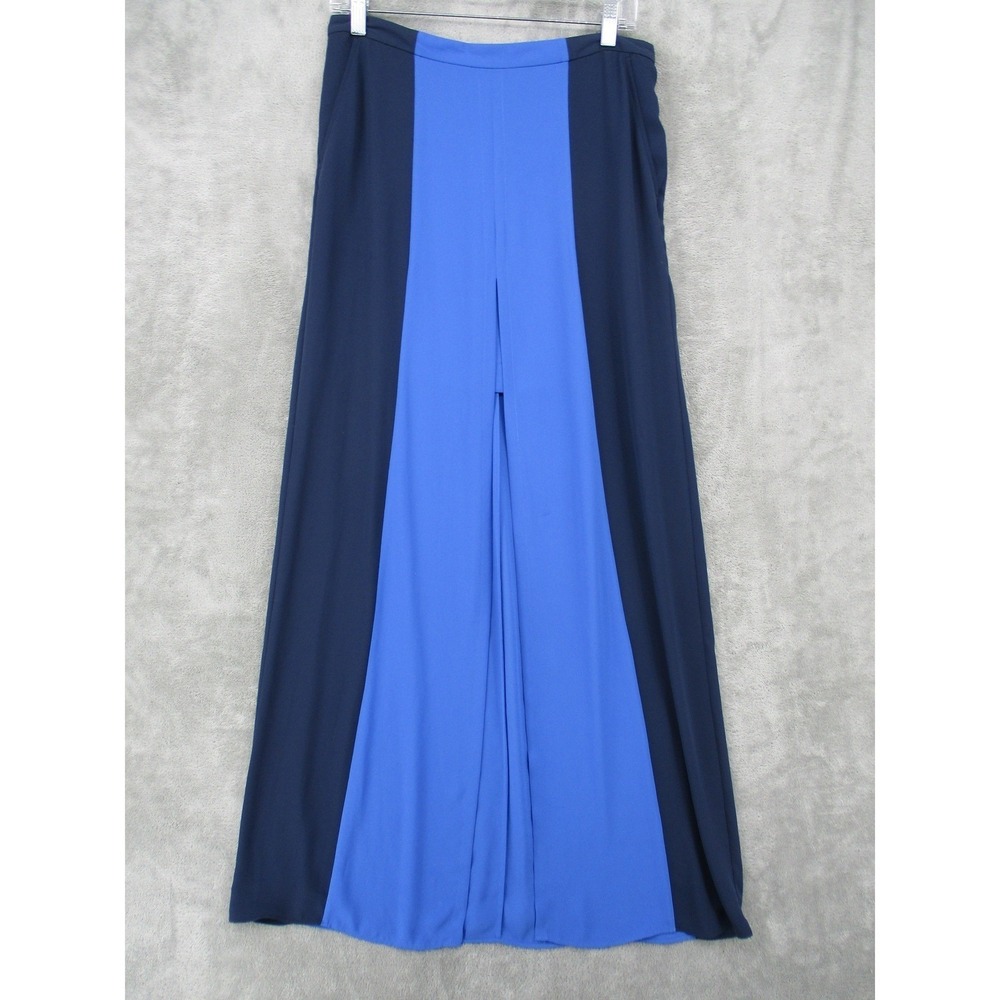 BCBGMAXAZRIA Skirt Womens Size S Maxi Front Slit Jane Pockets Colorblock Blue